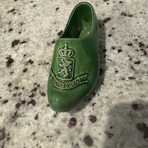 Vintage Green Pottery Shoe